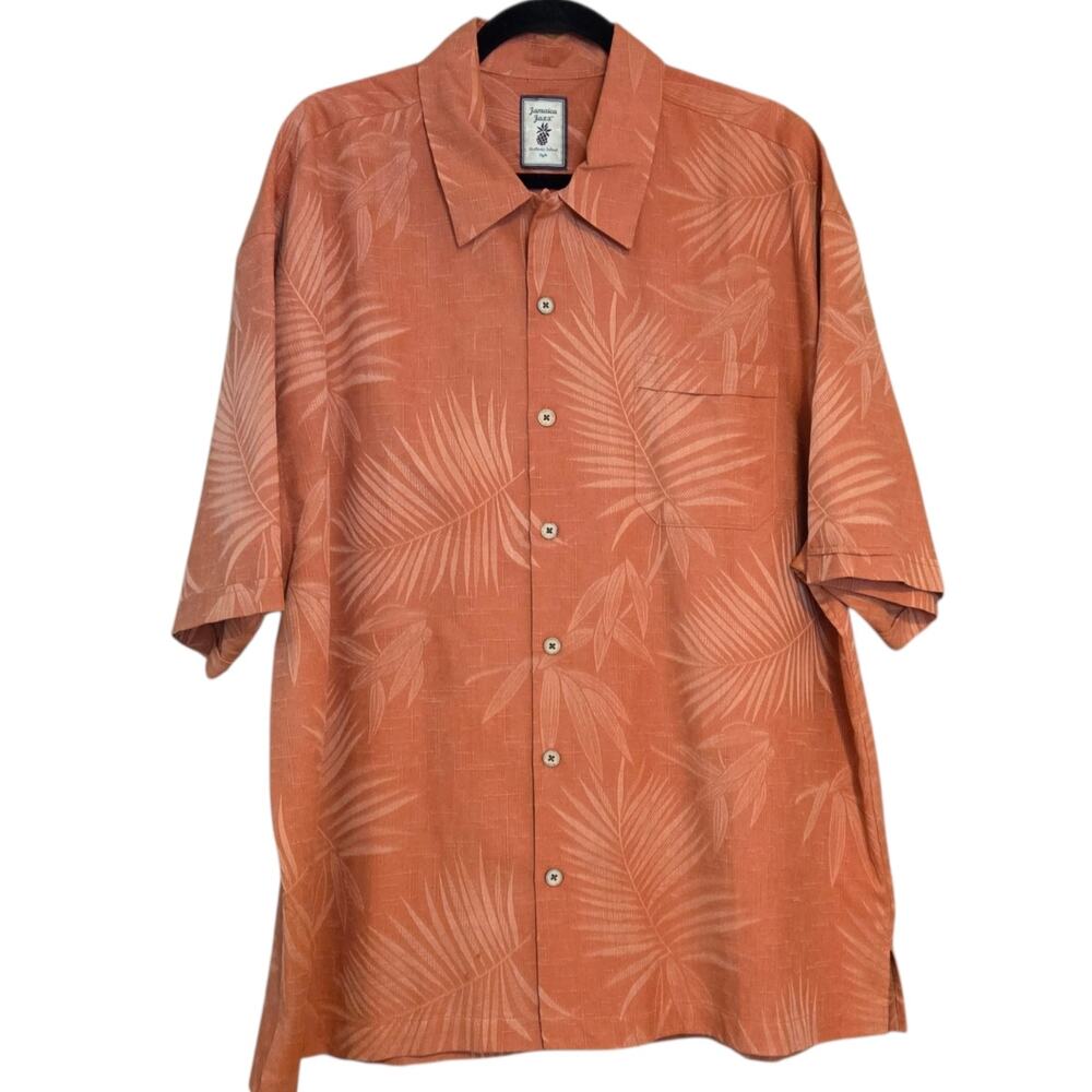 Jamaica Jaxx Men's Silk Camp Shirt Tropical Hawaiian Palm Print sz XXL
